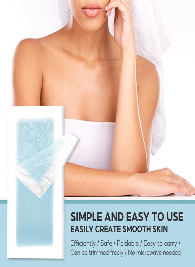 سوماكس شرائح شمع سوماكس لإزالة شعر البكيني، 40 شريحة شمع للوجه للنساء، شرائح شمع لإزالة شعر الجسم، 20 شريحة شمع مزدوجة الجوانب لمنطقة البكيني مع 6 مناديل مبللة بالزيت لجميع أنواع البشرة، أزرق - Image 3